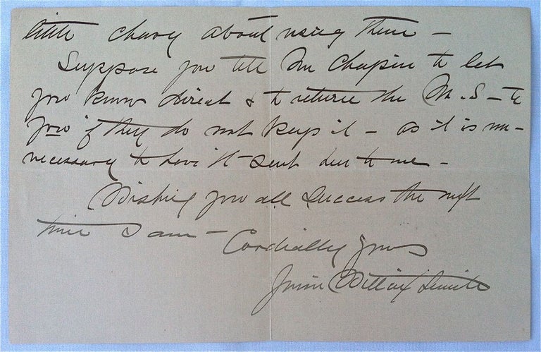 Item #1268 [Smith, Jessie Willcox] Four-page Autograph Letter Signed. Jessie Willcox- ALS Smith.