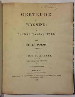 Item #1946 [CAMPBELL, THOMAS] Gertrude of Wyoming: A Pennsylvania Tale, and Other Poems. Thomas...