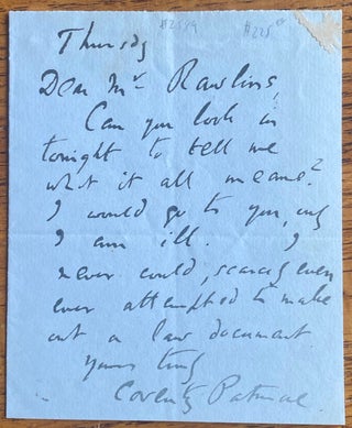 Item #2589 [Patmore , Coventry] Autograph Letter Signed. Coventry Patmore