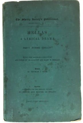 Item #2636 [Pre-Raphaelite Bookplate] Hellas a Lyrical Drama. Percy Bysshe Shelley, Thomas J. Wise