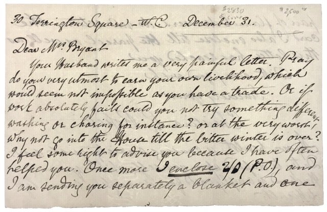 Item #2830 [Rossetti, Christina- ALS] Autograph Letter Signed to Mrs. Bryant. Christina Rossetti.