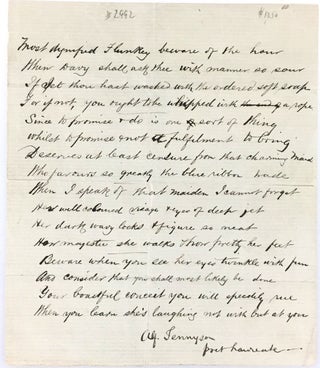 Item #2992 [Tennyson, Frederic- Autograph Manuscript Poem of Alfred Tennyson, His Brother] "Davy...