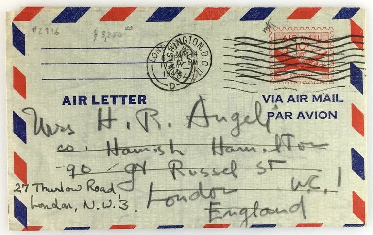 Item #2996 [Pound, Ezra- Autograph Letter Signed, Pre-Raphaelite Association] ALS from Pound to Helen Rossetti Angeli, daughter of William Michael Rossetti. Ezra Pound.