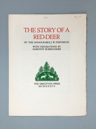Item #3131 [Gregynog Press] Specimen Pages for "The Story of a Red-Deer"