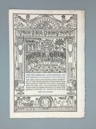 Item #3147 [Shakespeare Head Press] Prospectus and Specimens for "The Decameron, Containing an...