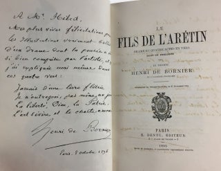 [Binding, Fine- Mercier] Le Fils de L'Aretin (Inscribed by author, Extra-illustrated with 38 Watercolors)