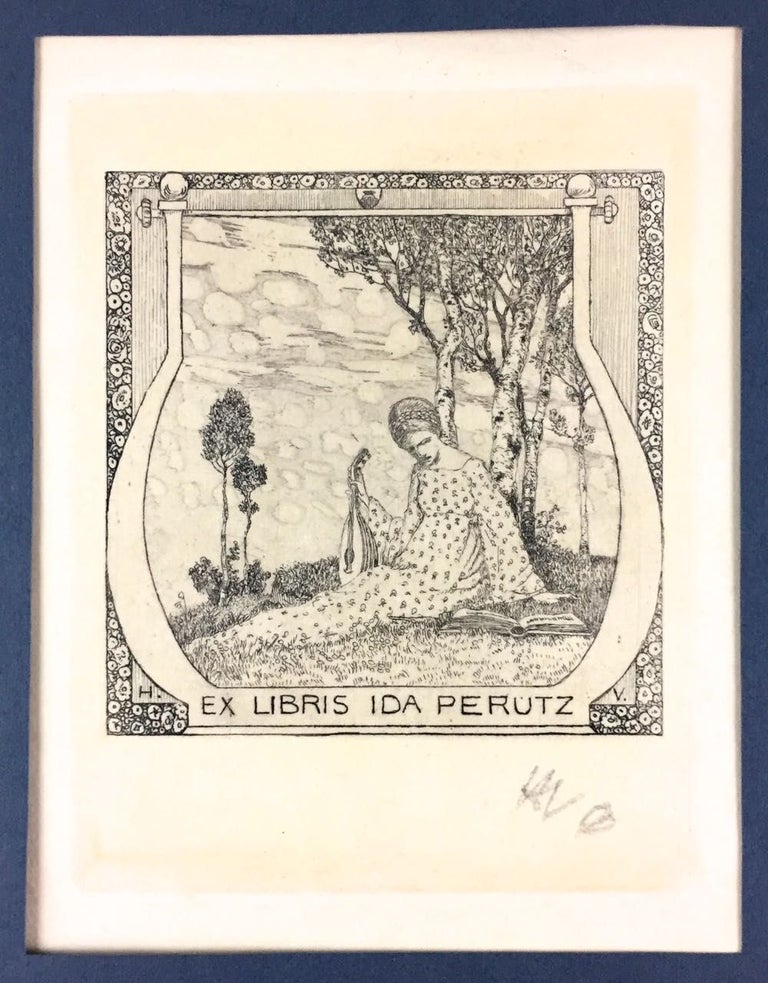 Item #3627 [Vogeler, Heinrich] An Uncut Bookplate of Ida Perutz, designed by Vogeler and Hand-Initialed. Heinrich Vogeler.