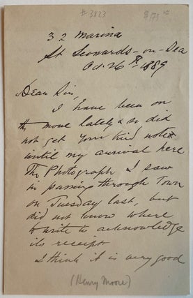 Item #3823 [Moore, Henry] Autograph Letter Signed. Henry Moore