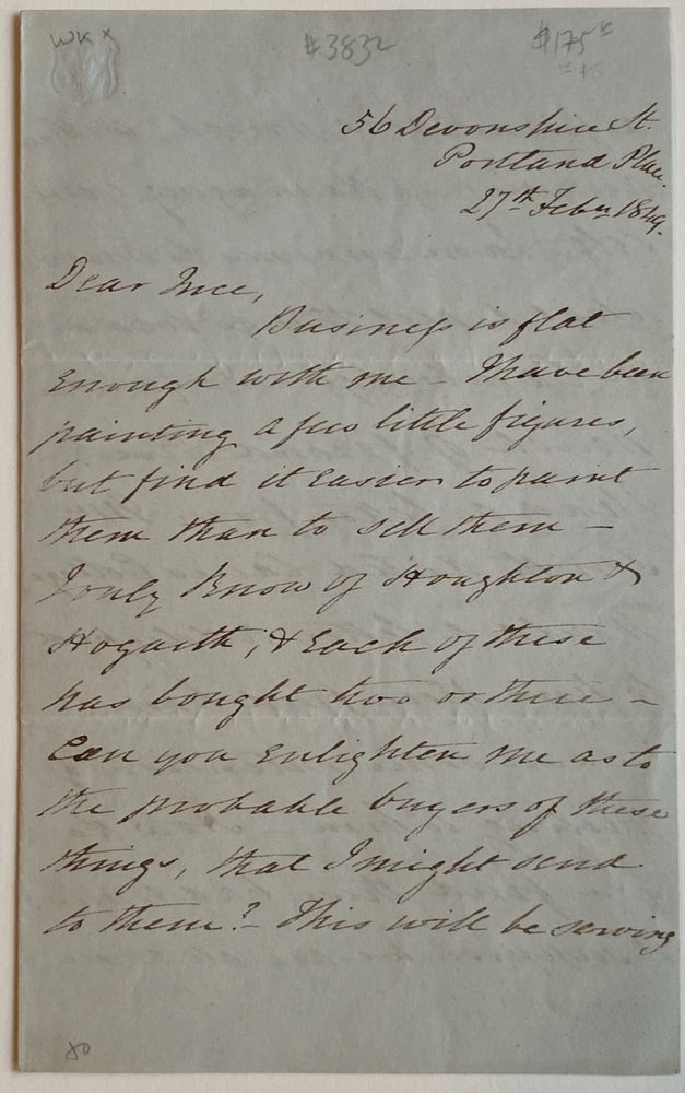 Item #3832 [Cruickshank, Frederick] Autograph Letter Signed. Frederick Cruickshank.