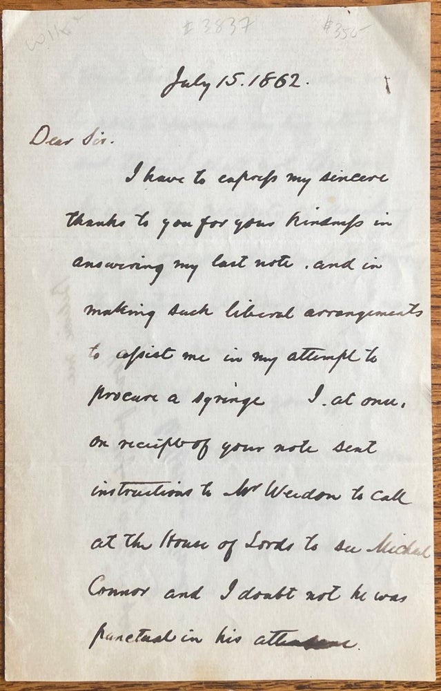 Item #3837 [Hunt, William Holman] Autograph Letter Signed. William Holman Hunt.