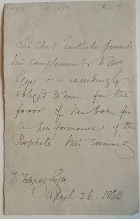 Item #3839 [Eastlake, Charles] Autograph Letter Signed. Charles Eastlake