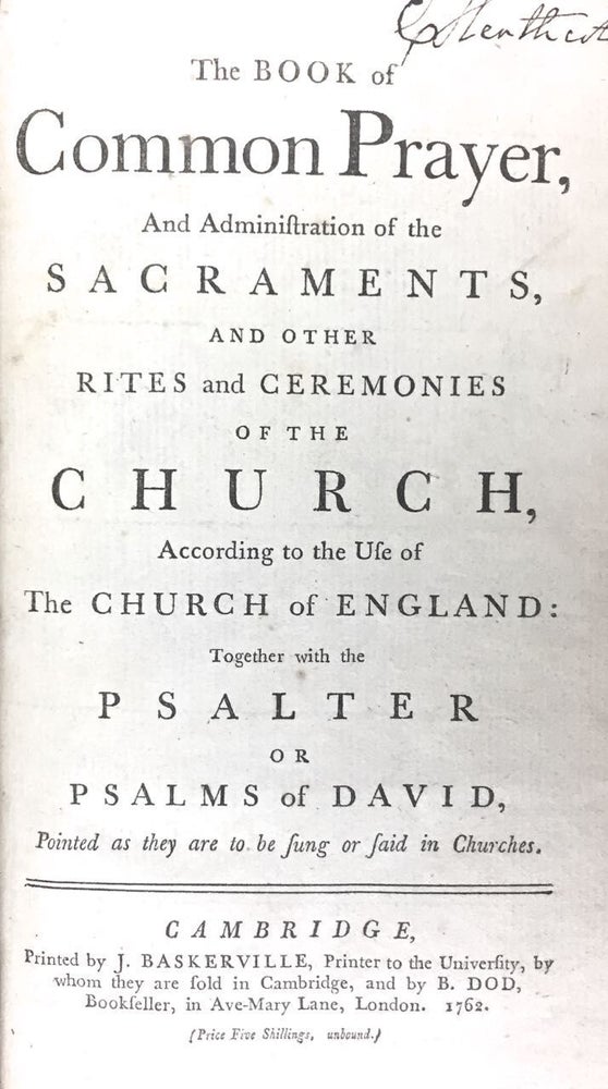 Item #3931 [Baskerville Printing] The Book of Common Prayer... etc.