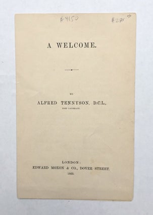 Item #4150 [Tennyson, Alfred] A Welcome. Alfred Tennyson