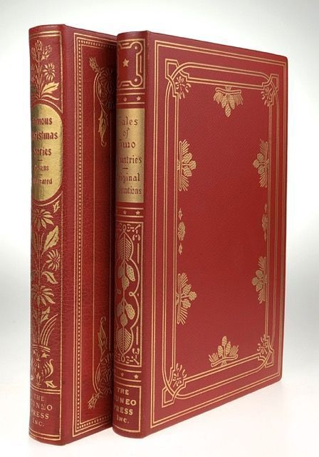 Item #4499 [Binding, Fine- Mounteney] A Collection of Tales of Two Countries [together with] Similarly Bound Book, Famous Christmas Stories, All Pages Blank, A Sample Book for the Binding. Irving Trollope, Goldsmith.