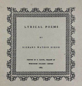 [Daniel Press- Only 105 Copies Printed] Lyrical Poems