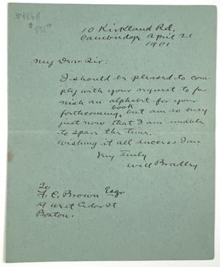 Item #4868 [Bradley, Will H.- Autograph Letter Signed] Scarce ALS to Noted Architect, F. C....