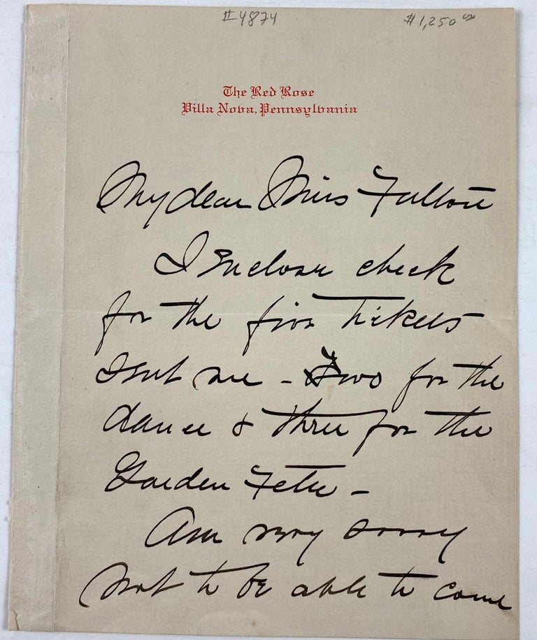 Item #4874 [Smith, Jessie Willcox- ALS] Autograph Letter Signed from Jessie Willcox Smith on Red Rose Stationary. Jessie Willcox Smith.