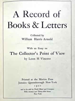 [Marion Press] A Record of Books & Letters