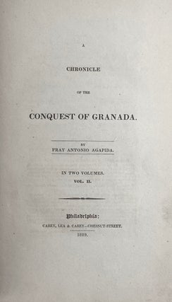 [Irving, Washington- Original Boards, Very Scarce-Large Paper Edition] A Chronicle of the Conquest of Granada by Fray Antonio Agapida