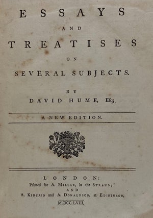 [Hume, David- First Single-Volume Quarto Edition] Essays and Treatises on Various Subjects