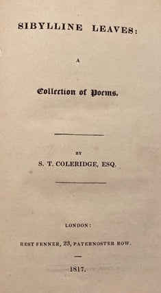 Item #5095 [Coleridge, Samuel Taylor- Scarce First Edition, Original Boards, Rebacked] Sibylline...