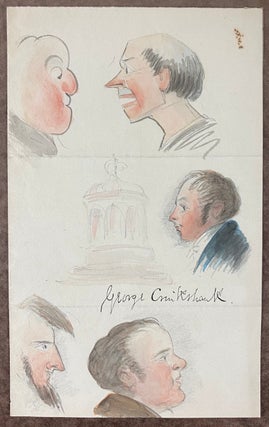 [Cruikshank, George, and Isaac Cruikshank- 23 ORIGINAL SKETCHES] A Group of 23 Sketches Assembled by One Collector and Nicely Displayed in 22 stock folders and house in luxurious 20th Century chemise and slipcase.