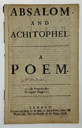 Item #6095 [Dryden, John] Absalom and Achitophel, A Poem. John Dryden