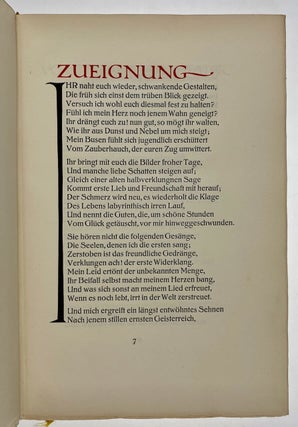 [Goethe, Johann Wolfgang von- Ernst Ludwig Presse, Bound by Ernst Rehbein] Faust, The tragedy part one. The second part of the tragedy. The Tragedy's Original Form