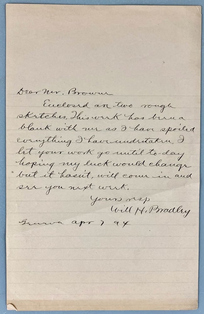 Item #6197 [Bradley, Will] Three Autograph Letters Delineating Communication with F.G. Browne of "The Dial Press," Concerning a Proposed Title Page. Will Bradley.