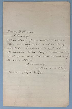 [Bradley, Will] Three Autograph Letters Delineating Communication with F.G. Browne of "The Dial Press," Concerning a Proposed Title Page