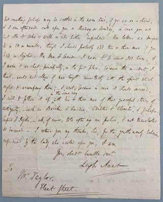Item #6202 [Hunt, Leigh- Stellar ALS of Over 400 Words to Publisher] Long Autograph Letter Signed...
