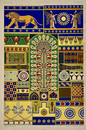[Ornament Design Classic- 100 plates, In Original Publishers Decorated Folders] L'Ornament Polychrome Cent Planches en Coulers... etc [Polychrome Ornament , One Hundred Plates in Gold and Silver Colors Containing Approximately 2,000 Motifs of All Styles... etc]