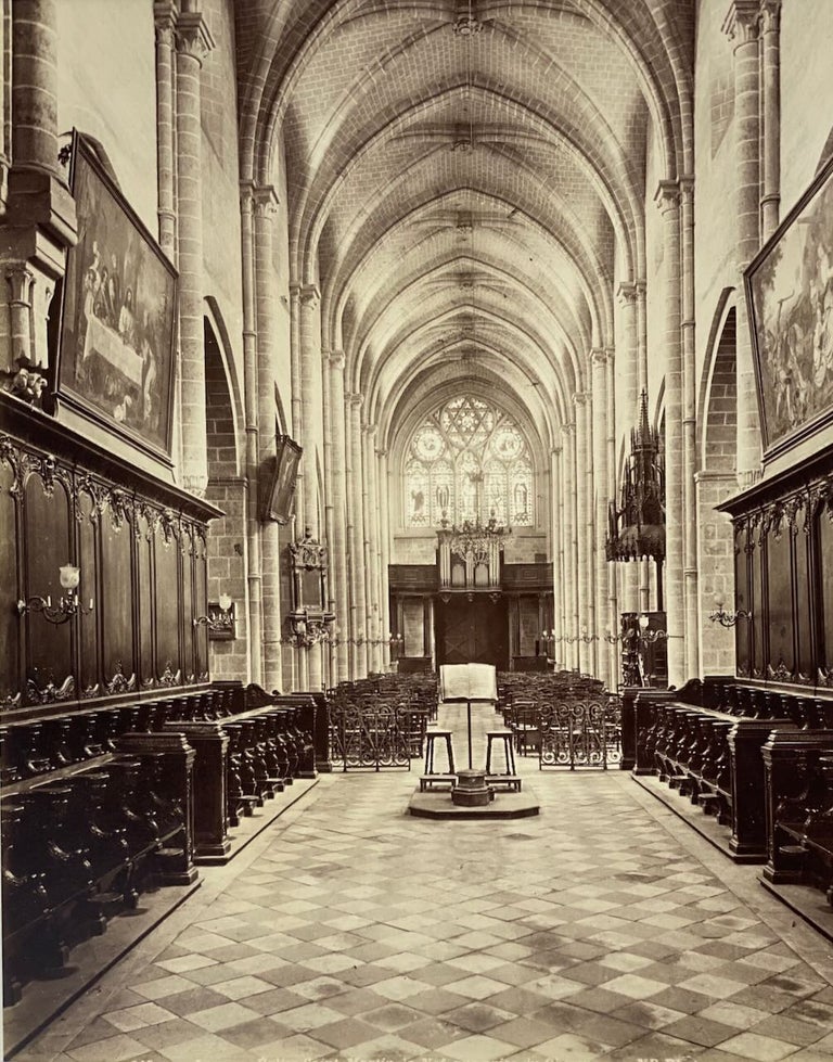 Item #6241 [Photography- Albumen Interior of the Abbey of Saint-Martin by ND Phot] Laon. Eglise Saint-Martin, la Nef. Neurdein Freres, ND Photo.