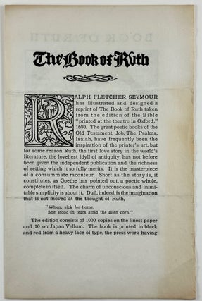 [Seymour, Ralph Fletcher- Superb Specimen Prospectus] The Book of Ruth