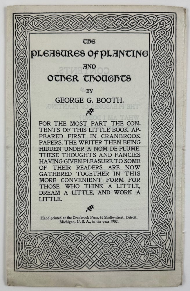 Item #6317 [Cranbrook Press Ephemera] Prospectus and Order Form. George G. Booth.