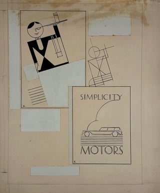 Item #6477 [Deco, Art- Design Layout. Art Deco Original Design Art] Two Superb Large Folio sheets...