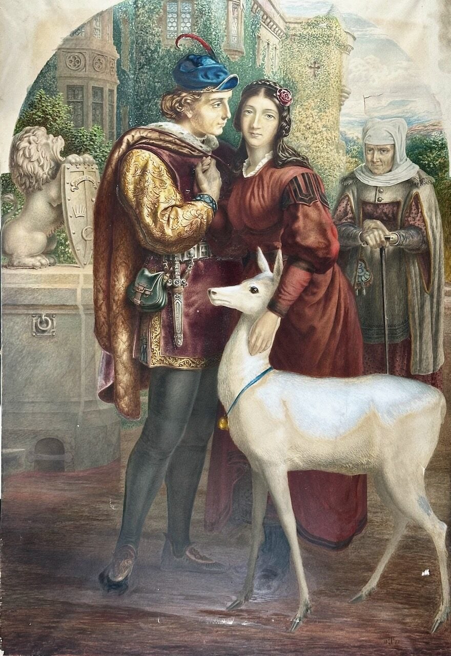 Pre-Raphaelite Oleograph, Monumental Size and Scope Monumental Medieval ...