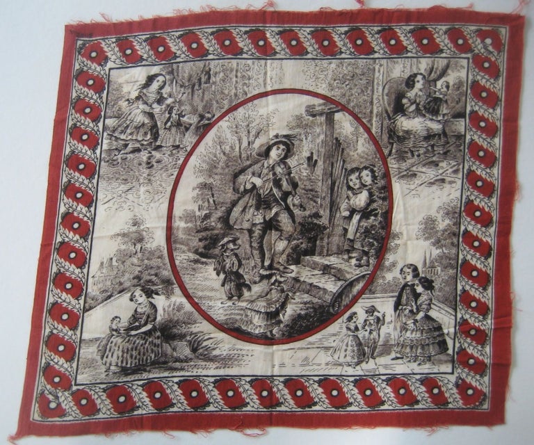 Item #79 [Printed Textile] Depicting Early 18th Century Scenes. Juvenile Textiles.